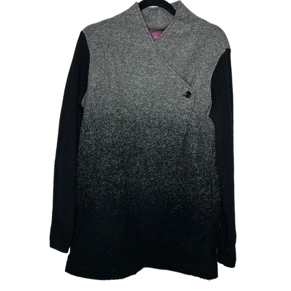 The Savile Row Co. Wool Ombre Sweater Jacket Women's Medium Gray‎ Black Winter - Picture 1 of 9